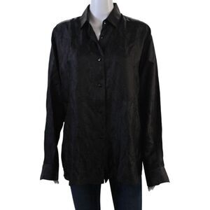 Kimberly Taylor Womens Paisley Print Button Down Blouse Black Size M